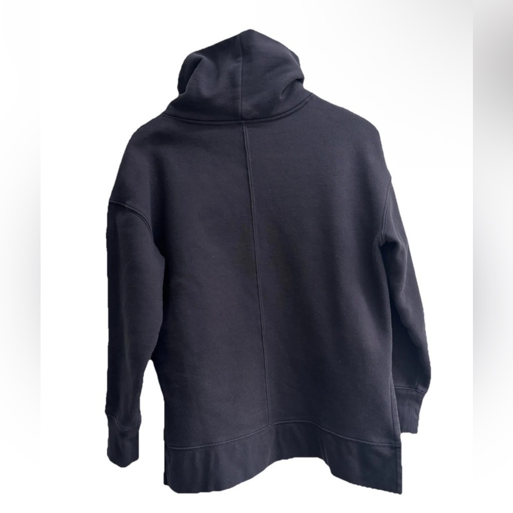 Athleta 24/7 MockNeck Funnel crew Sweatshirt Womens Small Black Fleece Pullover - Picture 3 of 6